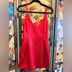 Red Satin Slip Dress with Adjustable Straps